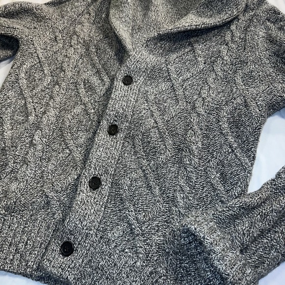 Men's Banana Republic Cable Knit Shawl Collar Button Up Cardigan Grey Size Large - Picture 2 of 7